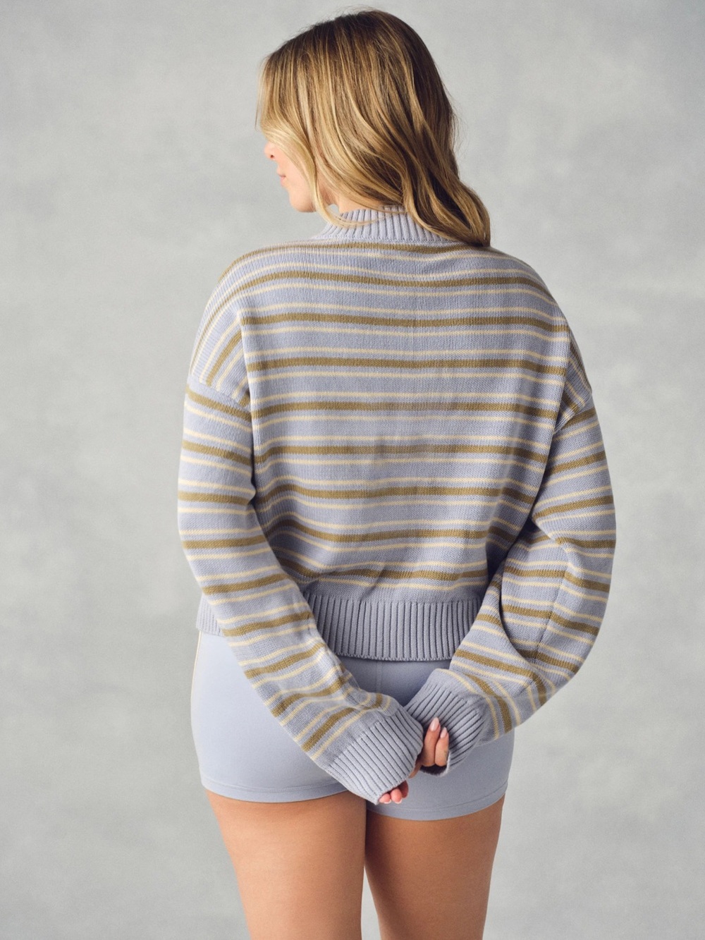Set Active Weekend Knit Weekend Stripe Funnel Zip Palmetto Small Brand New - Picture 5 of 15